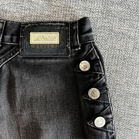 Vintage Lawman Jeans Sz 2 High Rise Black Denim Western Rodeo Patchwork Y2K RARE - Picture 9 of 16